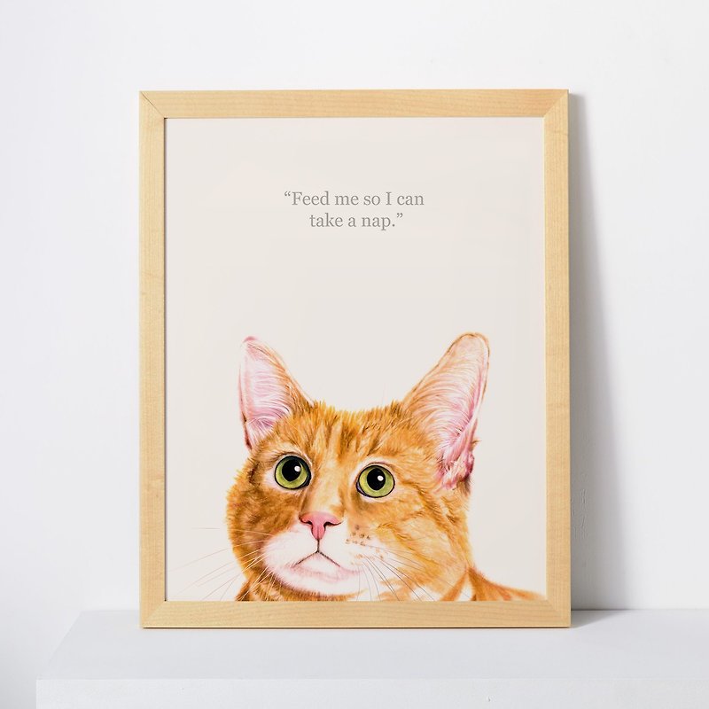 Cat thinking cat saying meow 11x14 inch decorative painting gift for cat cat slave orange cat tabby cat - โปสเตอร์ - กระดาษ หลากหลายสี