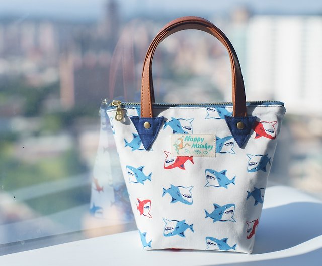 Cotton Canvas Sharks Tote Bag