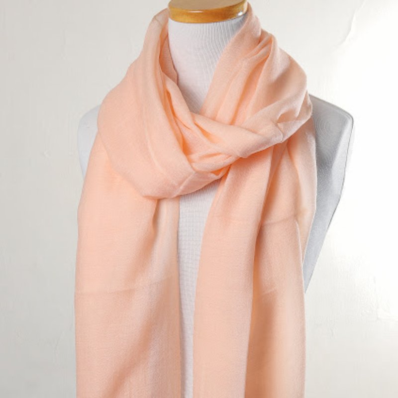 Cashmere cashmere scarf/shawl light orange/pink orange ring velvet suitable for all seasons - Knit Scarves & Wraps - Wool Orange