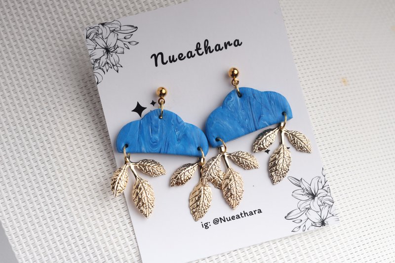 Polymer Clay Earrings  handmade | modern jewelry | simple jewelry - 耳環/耳夾/耳骨夾 - 塑膠 藍色