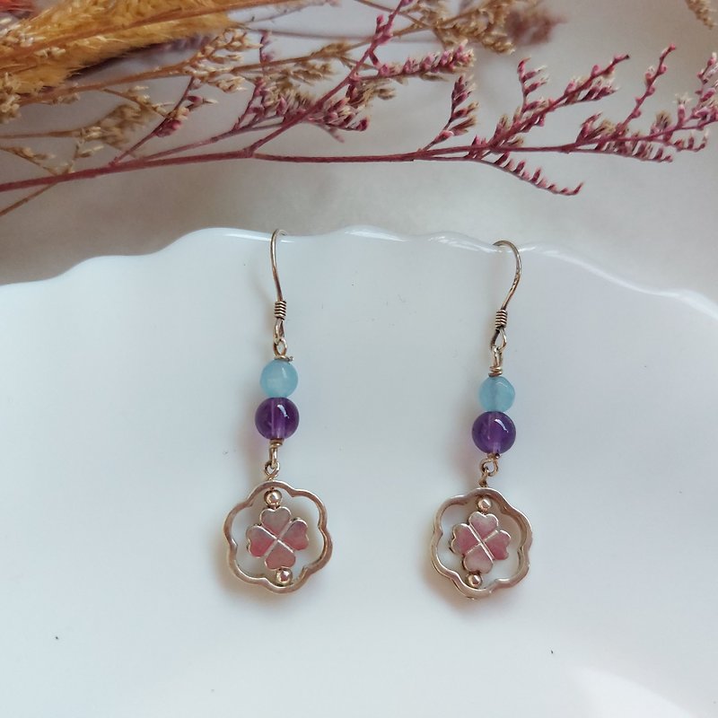 s925 sterling silver amethyst aquamarine earrings | handmade custom bracelet necklace earrings jewelry - ต่างหู - คริสตัล 