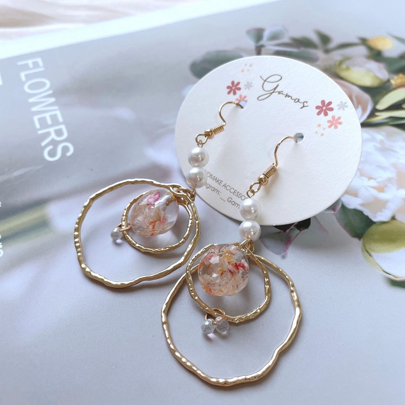 Pearl large hoop dangle earrings - ต่างหู - เรซิน 