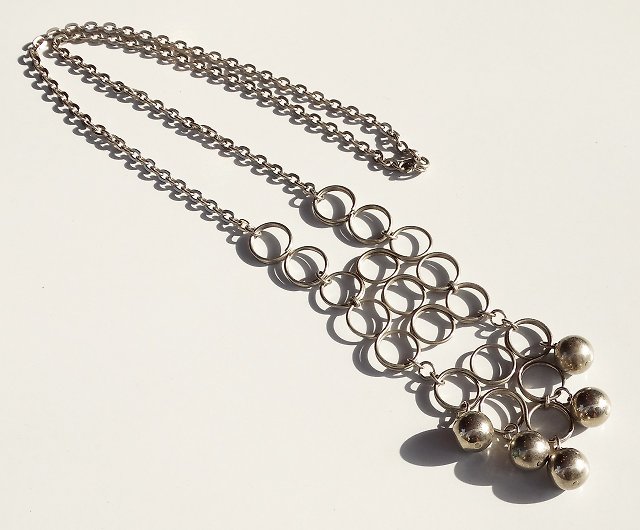 80s Vintage silver color wire craft long chain necklace - ショップ ...