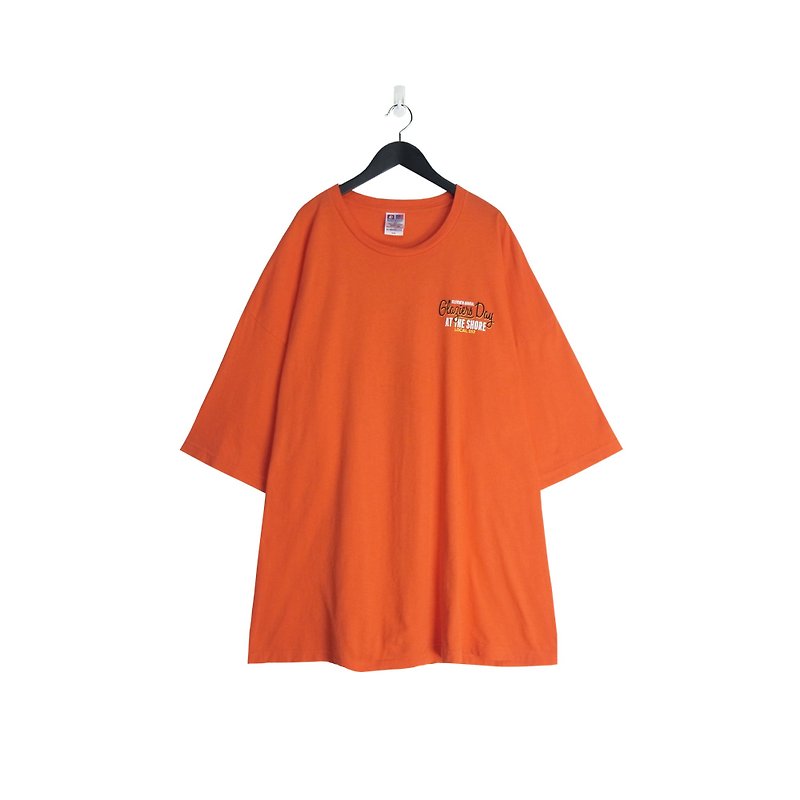 A‧PRANK :DOLLY :: Vintage VINTAGE Orange Holiday Style Tee (T808087) - เสื้อยืดผู้ชาย - ผ้าฝ้าย/ผ้าลินิน สีส้ม