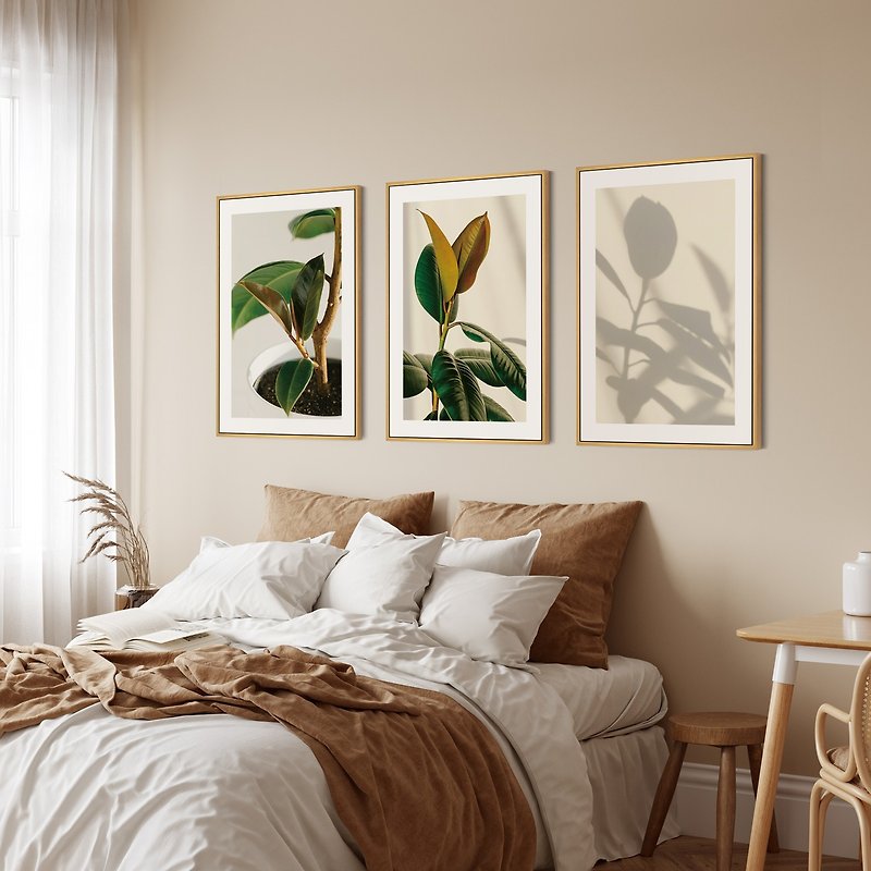 [Couple Painting Promotional Combination] Rubber Tree Series Combination/Bedroom Decorative Painting/Porch Furnishings - โปสเตอร์ - วัสดุอื่นๆ สีเขียว