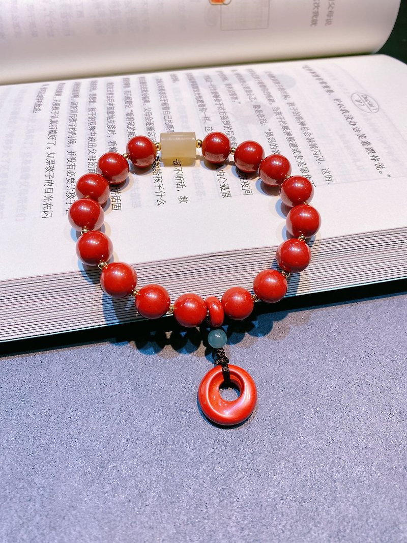The new American natural raw ore cinnabar emperor sand bracelet cinnabar content is as high as 95%