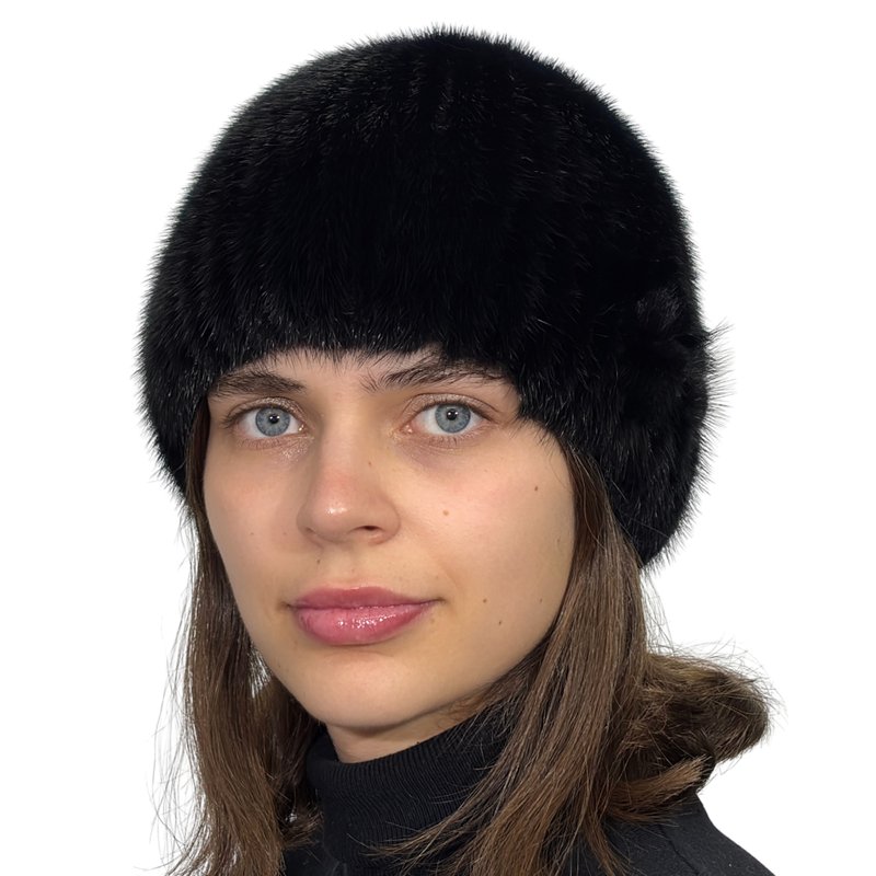 Winter Fur Mink Hat Women Luxury Russian Fur Hat Style Beanie Mink Hats - 帽子 - 羊毛 黑色