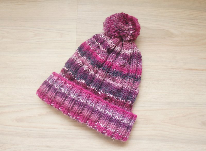 手工編織莓果甜心麻花球球毛帽~ - 帽子 - 羊毛 