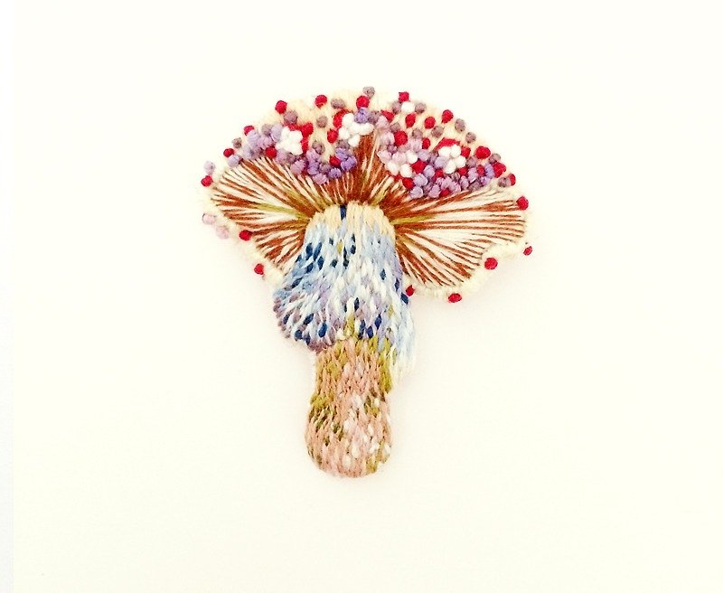 Summer harvest. Psychedelic jellyfish embroidery mushroom pinch brooch - Brooches - Thread Blue