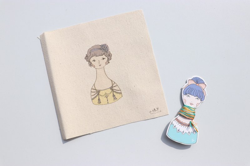 Daisy黛西 插畫刺繡材料包 - 編織/刺繡/羊毛氈/縫紉 - 棉．麻 