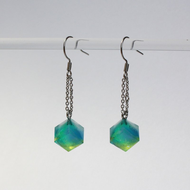 Spring Feather / Dangling resin earrings / ICE DRIP - Earrings & Clip-ons - Resin Green