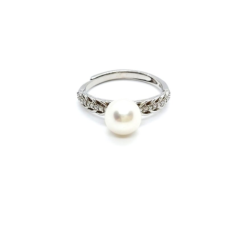 Chain Diamond Freshwater Pearl Sterling Silver Ring - General Rings - Pearl 