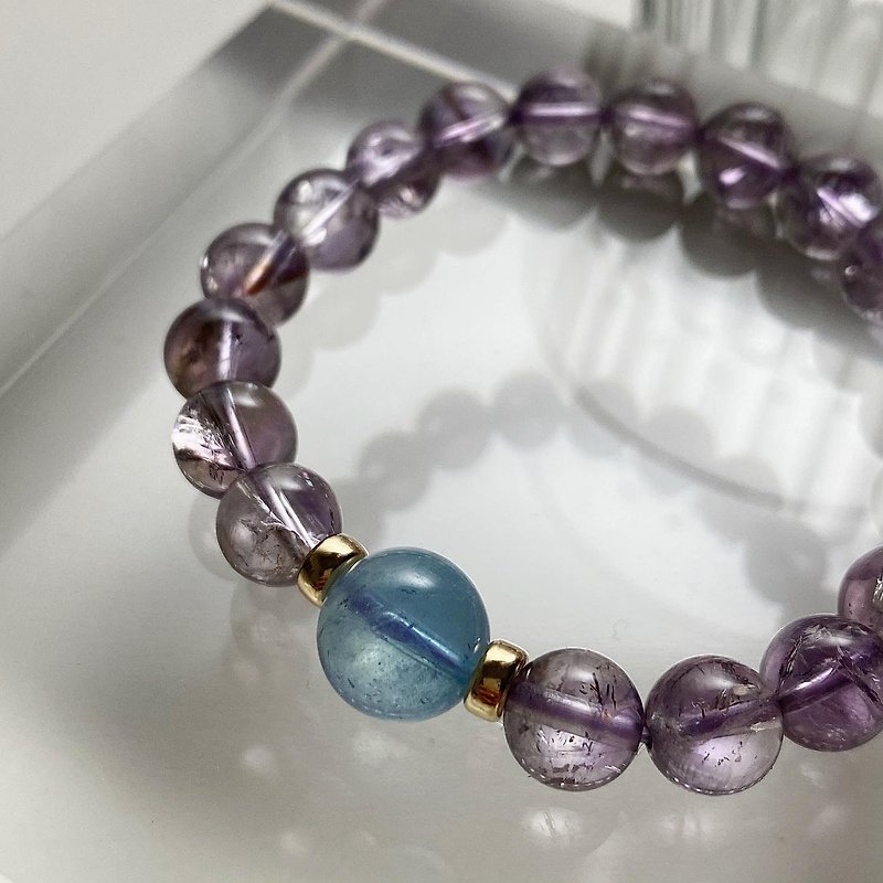 紫阿塞設計手鍊 海藍寶