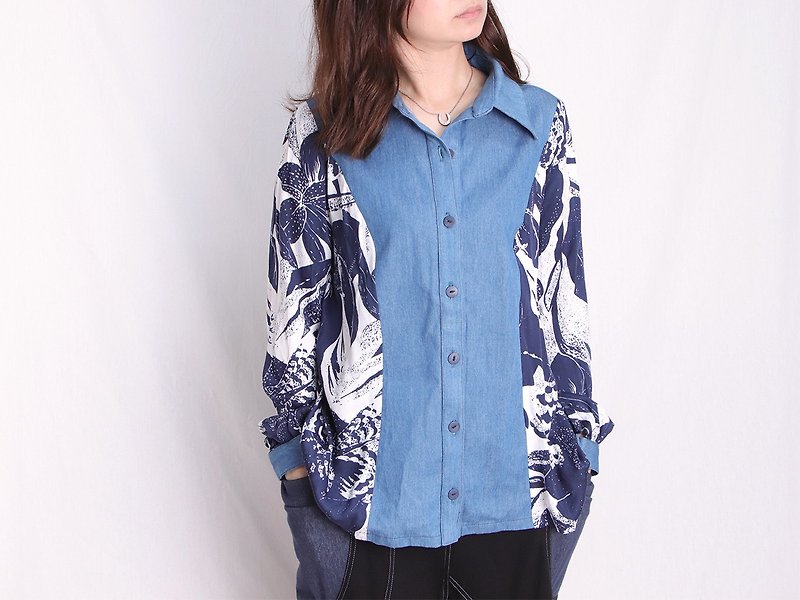 MANA.Design / Tannin Blue Patchwork Cloth Button Shirt - Other - Cotton & Hemp Blue