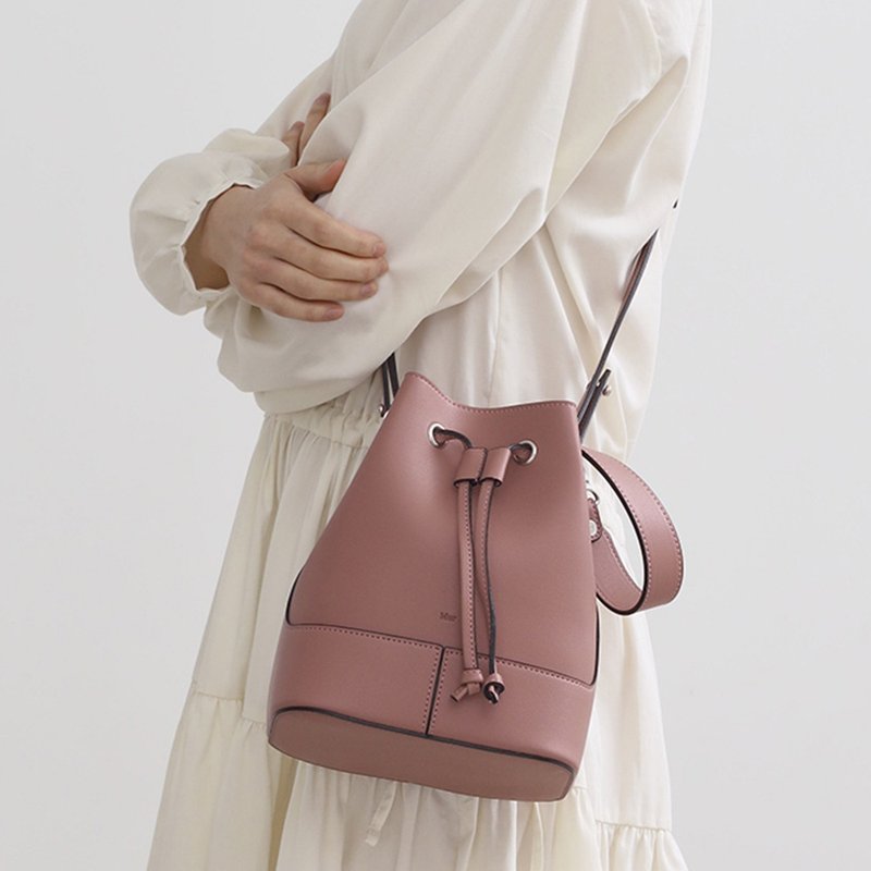 韓國製 AIN MINI Vegan Leather 水桶包包 (Move Pink) - 側背包/斜背包 - 環保材質 