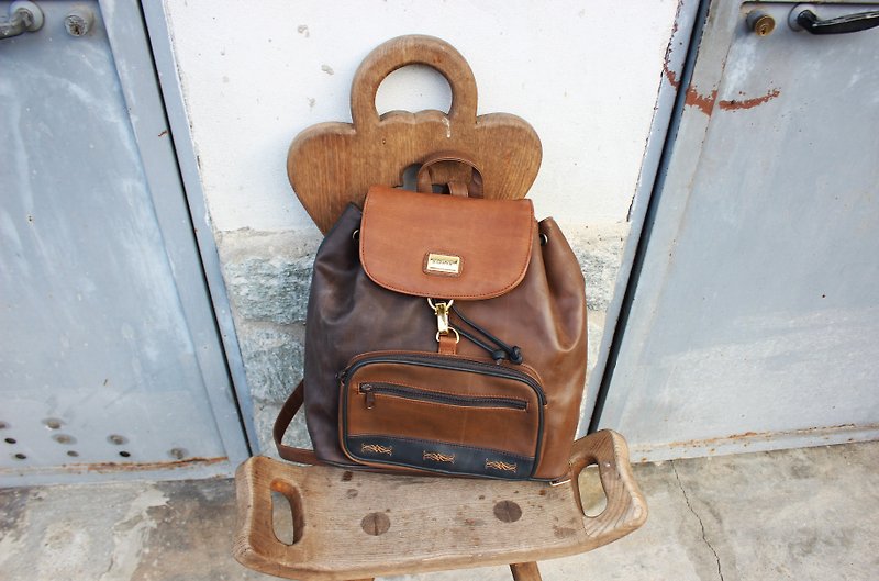 B117 [Vintage Leather] after SAPHYR brown beam port backpack (birthday recommended a good thing) - Backpacks - Genuine Leather Brown