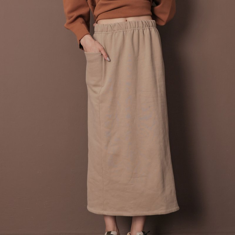 Three-dimensional tailoring comfortable long skirt - warm series (in the bristles) - apricot