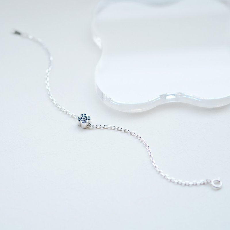 Sapphire Clover Bracelet Silver 925 - Necklaces - Other Metals Blue