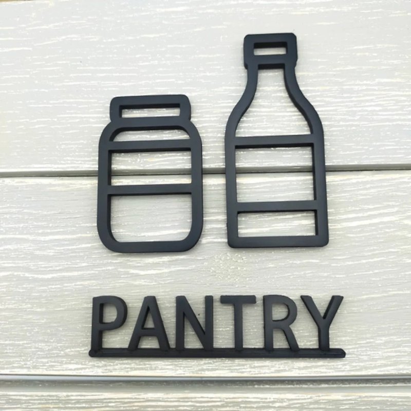 Room sign, pantry sign, pantry mark - ตกแต่งผนัง - พลาสติก สีดำ