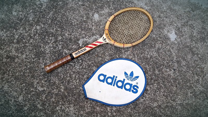 adidas originals tennis racket antique old wooden tennis racket factory was new - อื่นๆ - ไม้ สีทอง