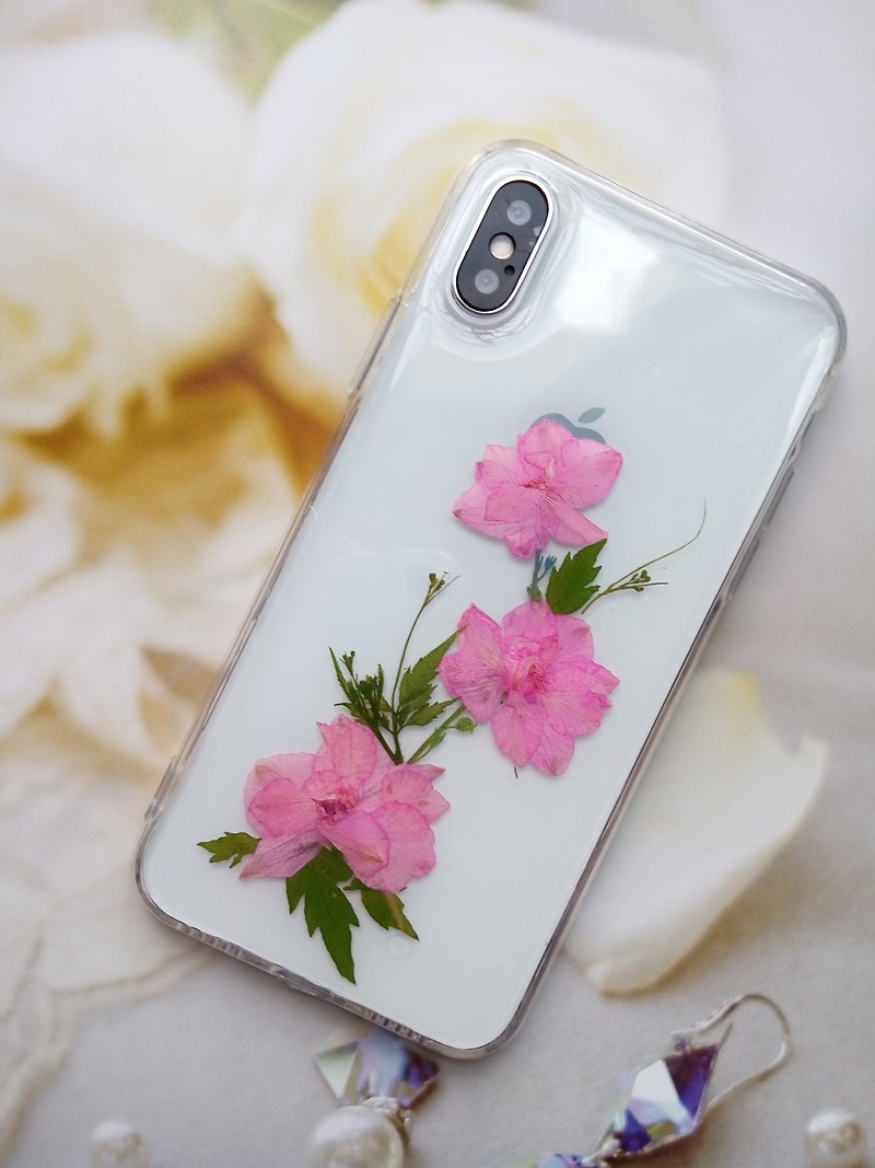 Pressed flowers phone case, Fit for iPhone X, Pink color - Phone Cases - Plastic Pink