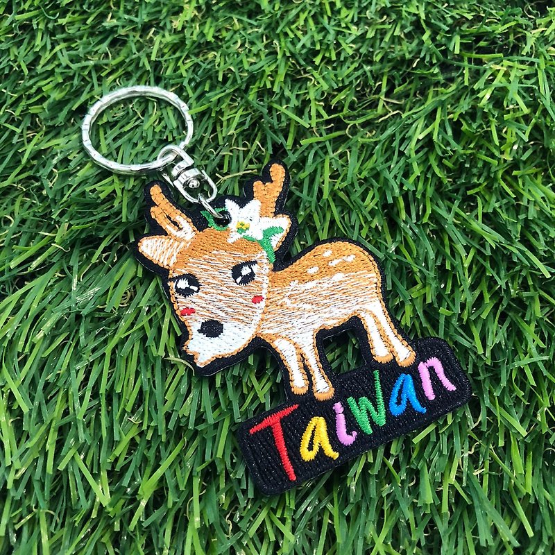 【Embroidered Keychain】Sika Deer - Keychains - Thread 