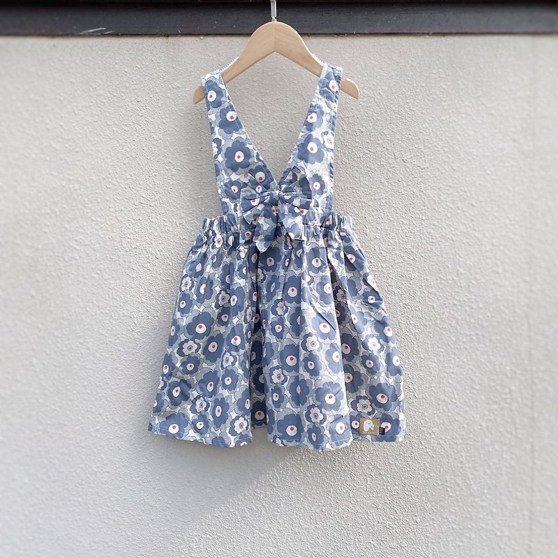 Bubble Flower Blue-Cross Slip Skirt - Skirts - Cotton & Hemp Multicolor