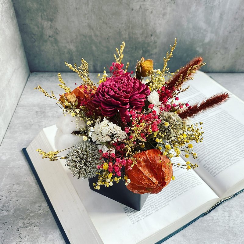 【Pot flower】Happy you and I'm happy|Eternal flower|Dried flower|Gift|Anniversary|Fast shipping - Dried Flowers & Bouquets - Plants & Flowers Red