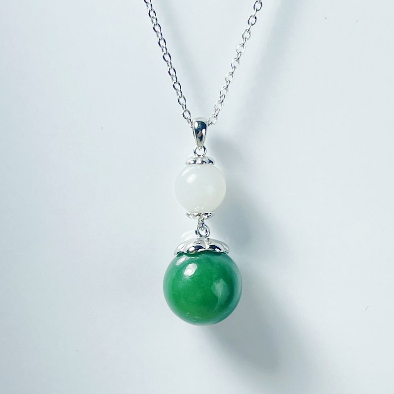 Baoman Jade Pendant Natural Jasper White Jade 925 Sterling Silver Necklace Gift - Necklaces - Jade Green