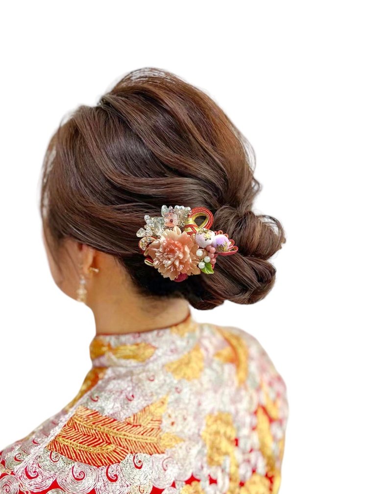 結婚頭飾/裙褂頭飾/中式頭飾/傳統款中式新娘頭飾/秀和服 - 髮圈/髮夾 - 樹脂 紅色