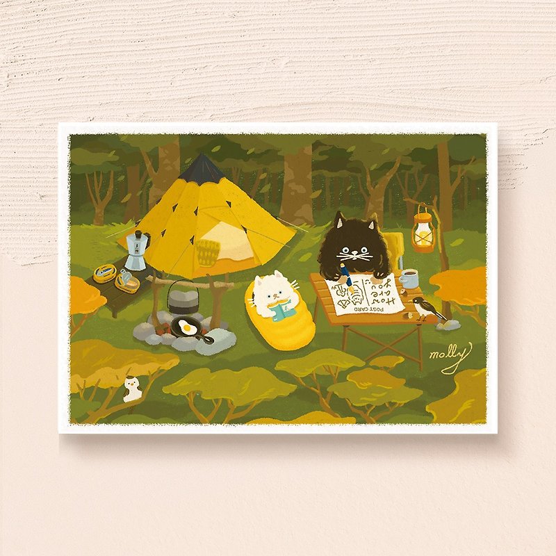 postcard-キャンプの朝・新版 - カード・はがき - 紙 グリーン