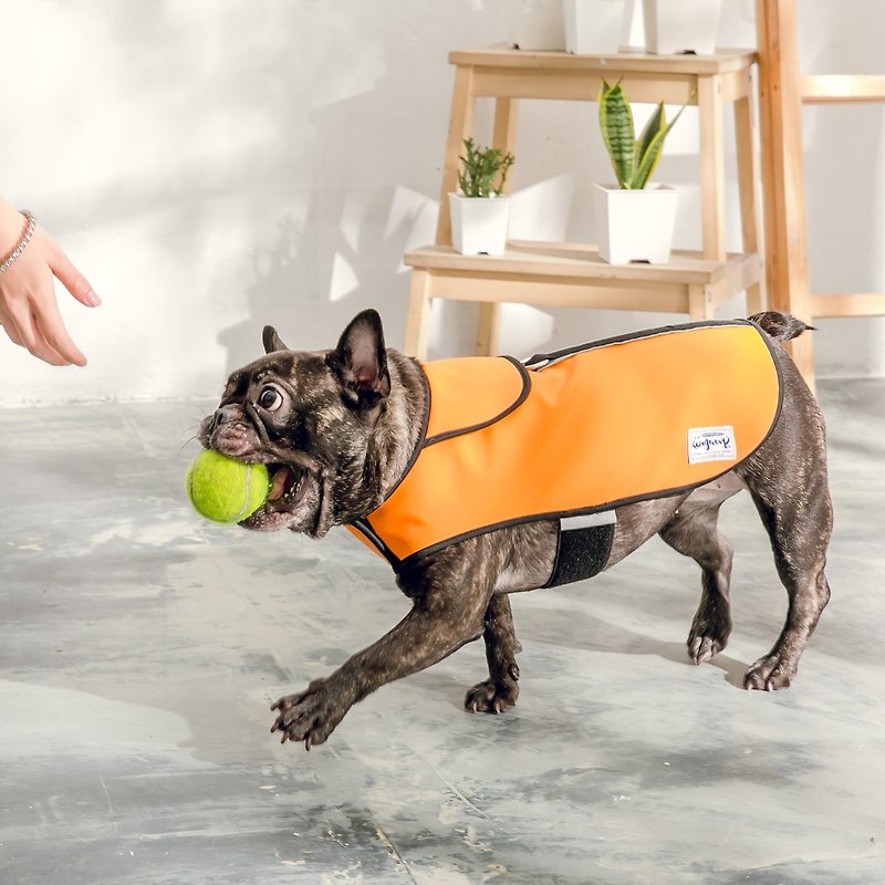 French bulldog-Lockwood pets waterproof jacket/ raincoats (orange) - ชุดสัตว์เลี้ยง - วัสดุกันนำ้ 