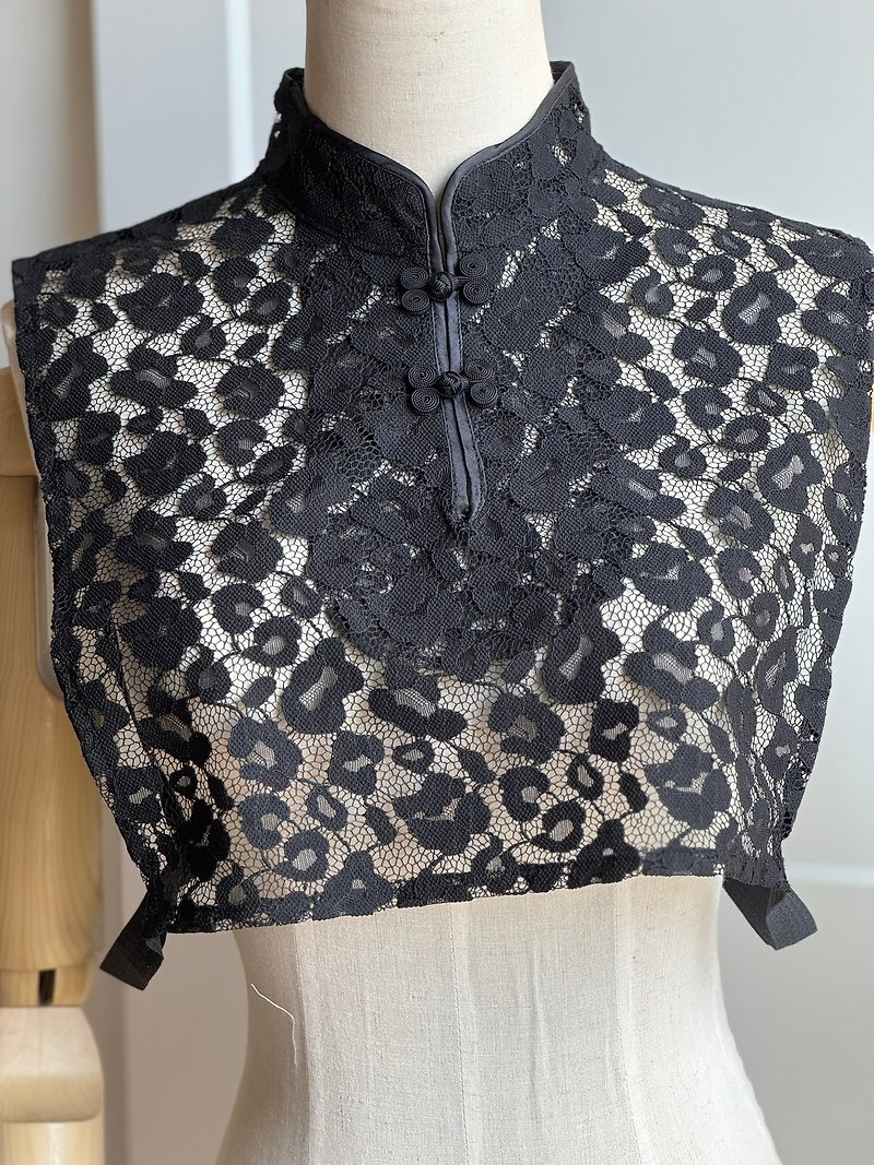 Items on sale from 8:00pm on April 19th Lace Chinese collar / Black leopard - Qipao - Polyester Blue
