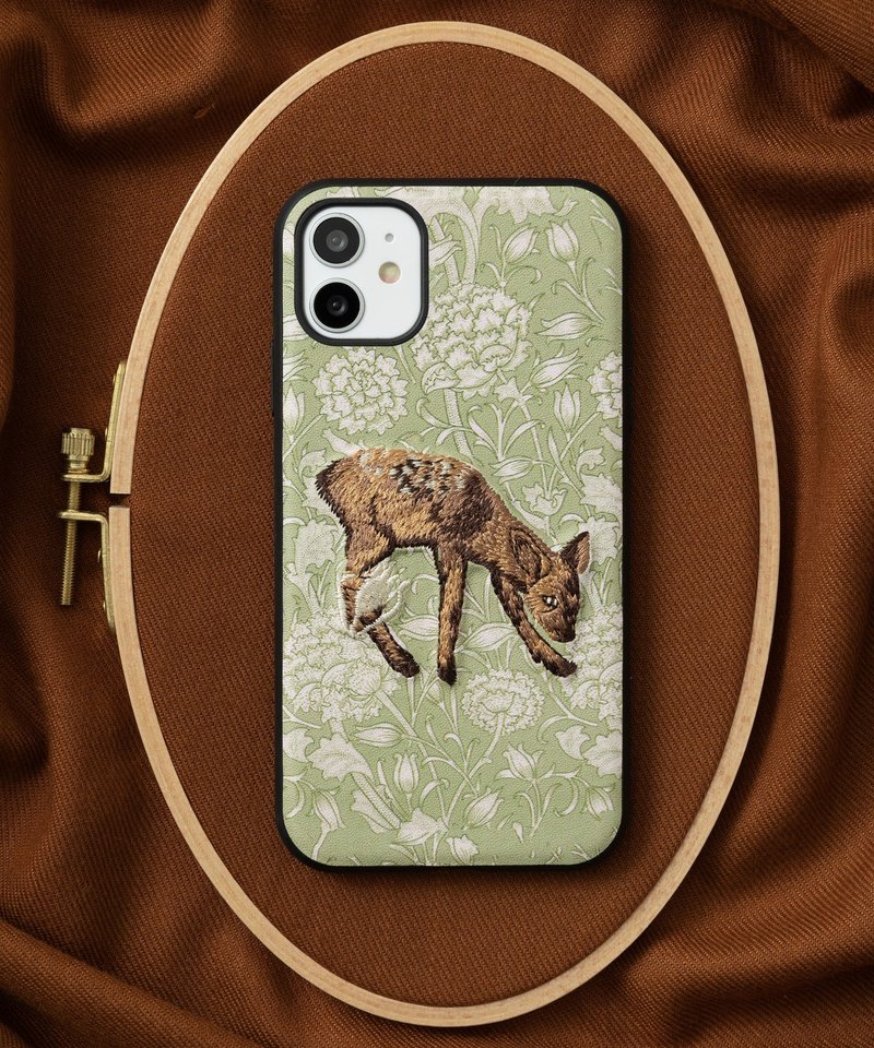 立体刺繍スマホケース iPhone11 PUレザー ウィリアムモリス 猫 動物　04:NAG1357 - 手機殼/手機套 - 塑膠 多色