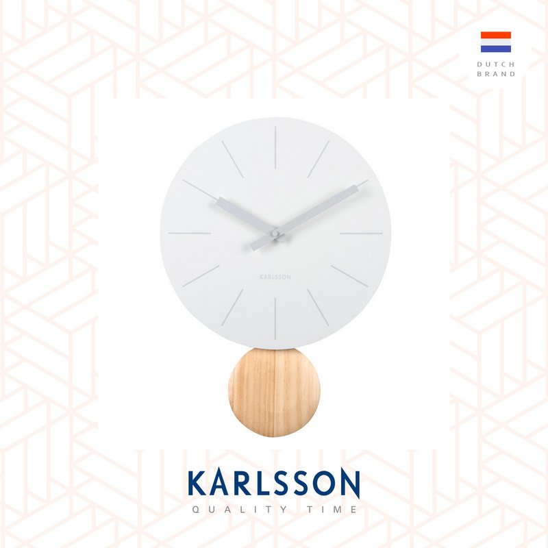 荷蘭Karlsson Wall clock L41cm Arlo 搖擺白色金屬設計師掛鐘 - 時鐘/鬧鐘 - 其他金屬 白色