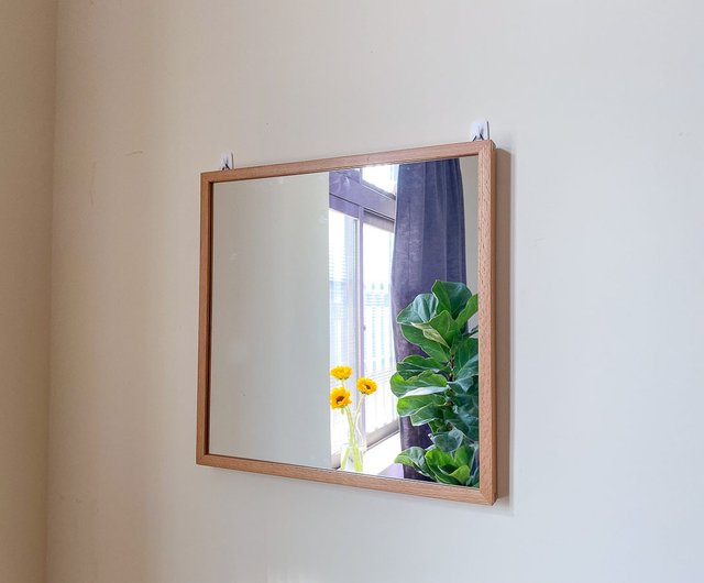 Wooden Island Bokto Acacia Beech Hanging Mirror Makeup Brushes I Wooden Island Bokto Acacia Beech, Oak Framed Mirror Ikea
