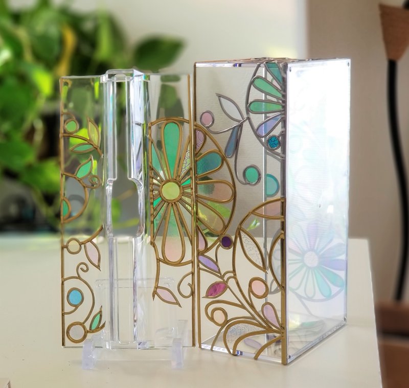 訂購玻璃藝術紙巾盒光之盛宴 - 面紙盒 - 壓克力 多色