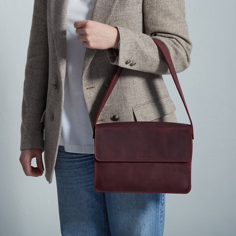 Women's leather shoulder bag, stylish handbag - Handbags & Totes - Genuine Leather Brown