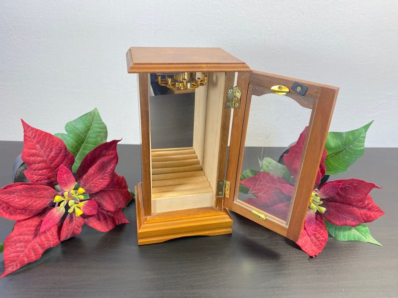 Vintage gunther mele 1970's wooden jewelry box, jewellery with mirror, beige - Storage & Gift Boxes - Wood Brown