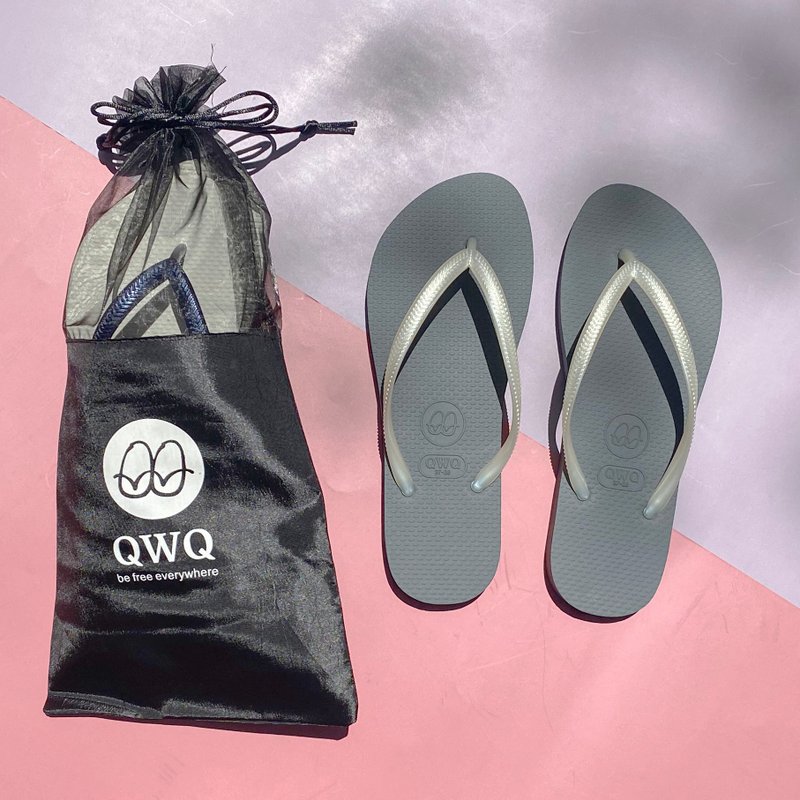 Women's Slim Color Jumping Flat Flip-Flops Waterproof Wear-Resistant Non-Slip Flip-Flops Galaxy Gray & White Shoes - รองเท้าแตะ - ยาง หลากหลายสี