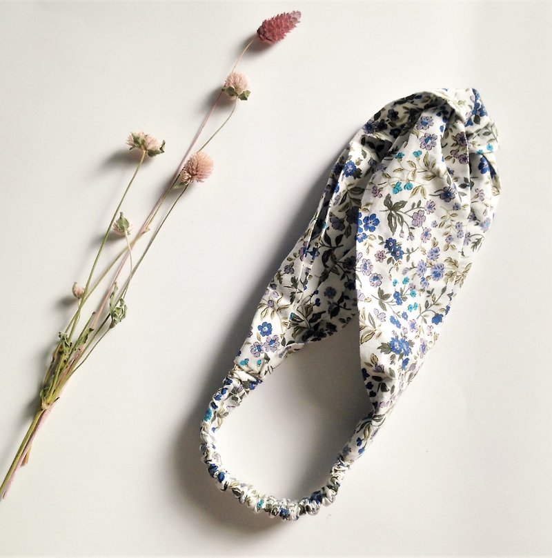 Wildflower Blue - Limit amount of 1000 morning double ring manual elastic hair band - Hair Accessories - Cotton & Hemp Blue