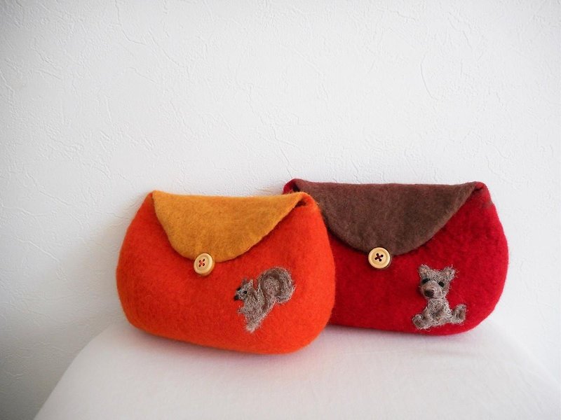 Squirrel pouch - Toiletry Bags & Pouches - Wool Orange