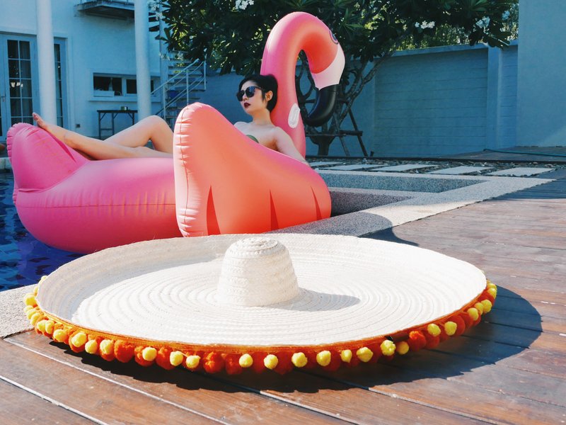 BAMBOO MEGA-HAT YELLOW & ORANGE Yellow/Orange (YW/OR) - 帽子 - 竹 橘色