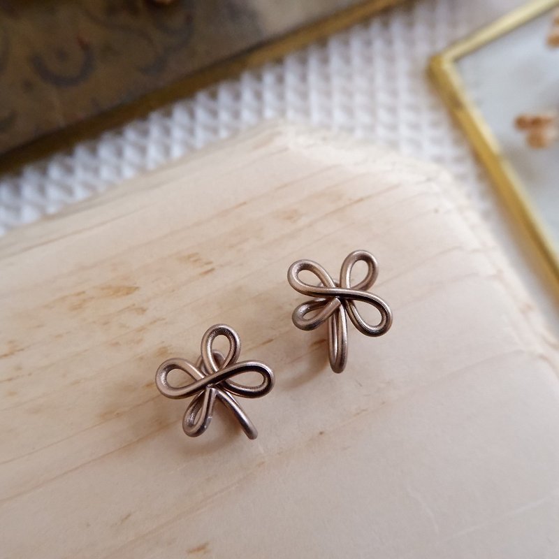 Other Metals Earrings & Clip-ons - four-leaf clover comfortable ear clip / caramel