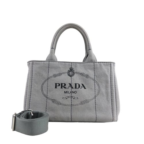 PRADA Canapa ハンドバック お買い得ヴィンテージ PRADA プラダ カナパ ハンドバッグ グレー キャンバス 2WAY