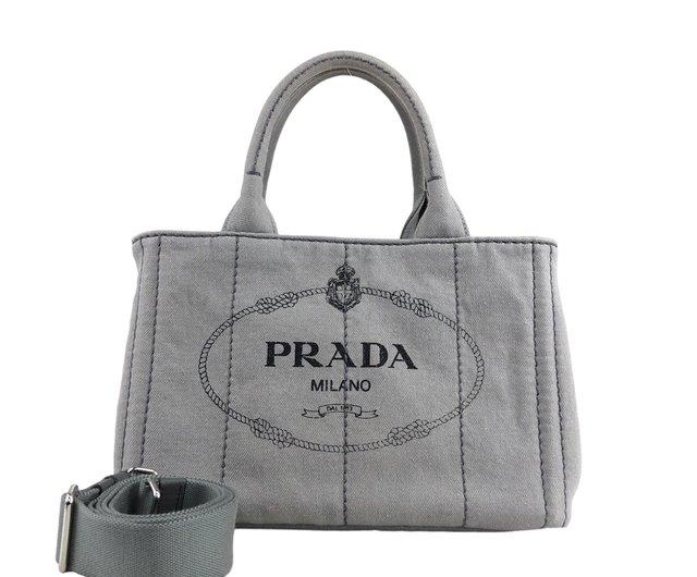 日本直送 名牌中古包 】PRADA プラダ カナパ ハンドバッグ グレー キャンバス 2WAY vintage ヴィンテージ オールド eyughm  - ショップ VintageShop solo トートバッグ・ハンドバッグ - Pinkoi