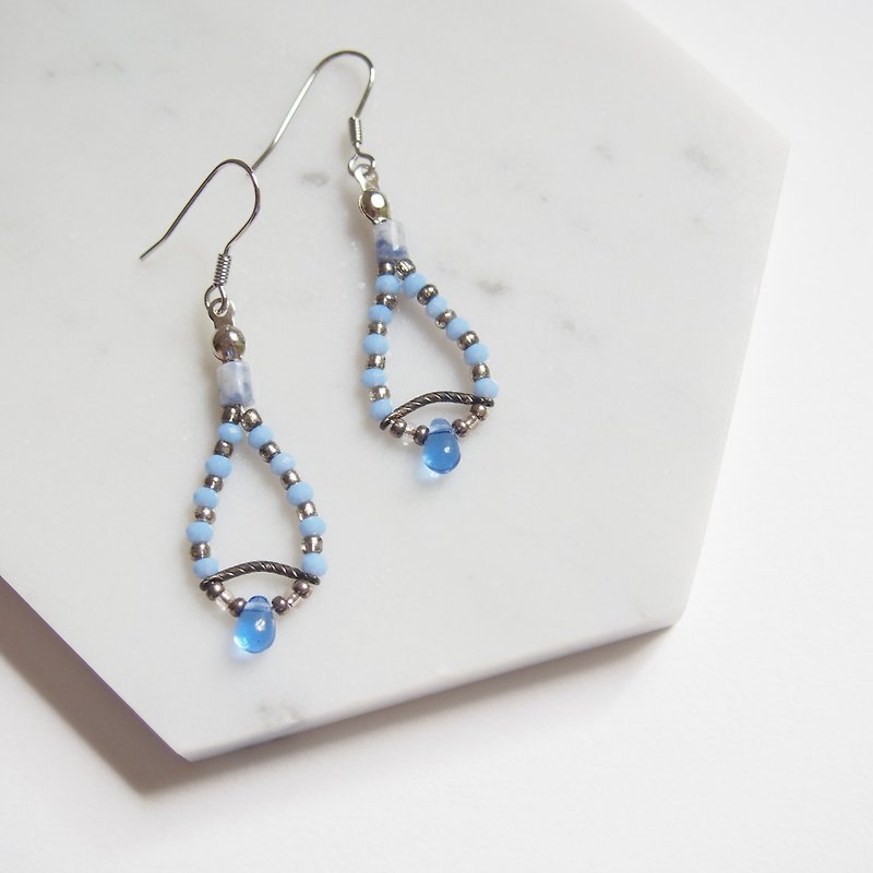 "KeepitPetite" marine small fish • Small tube beads Water drops Glass beads • Bluestone Earrings - Earrings & Clip-ons - Paper Blue