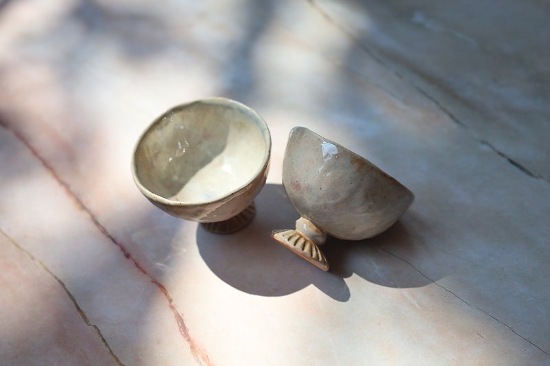 Li Shanmin's wood-fired hand-pressed goblet/pairing cup set - แก้ว - ดินเผา 