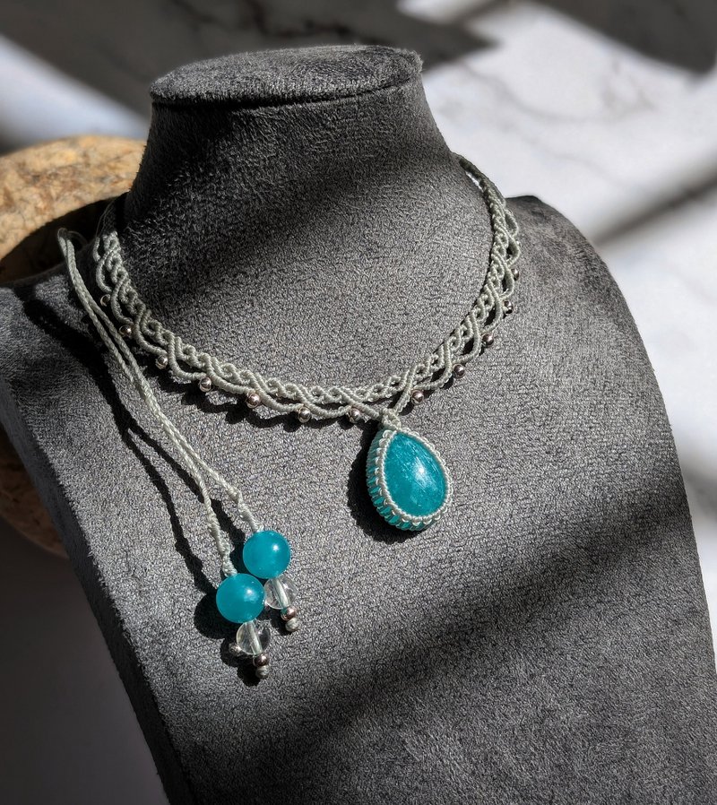 幸運天河石編織頸鍊│鎖骨鍊│Chocker - 項鍊 - 水晶 藍色