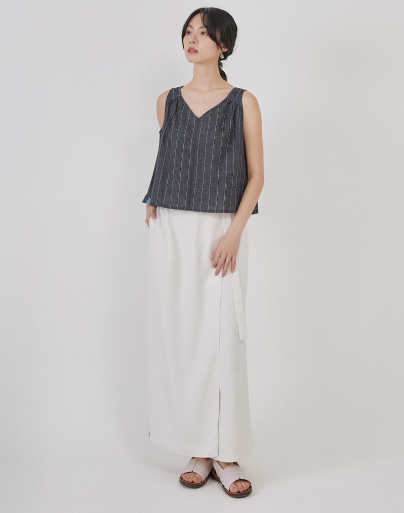 PINKOI ONLY 小島の風景ロングパンツスカート - 石岩 - パンツ レディース - ポリエステル ホワイト